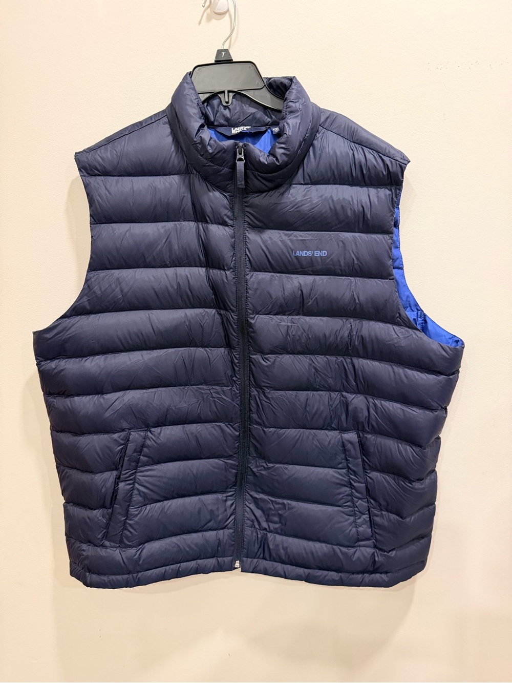 Lands' End Men's Navy Quilted Packable Down Vest